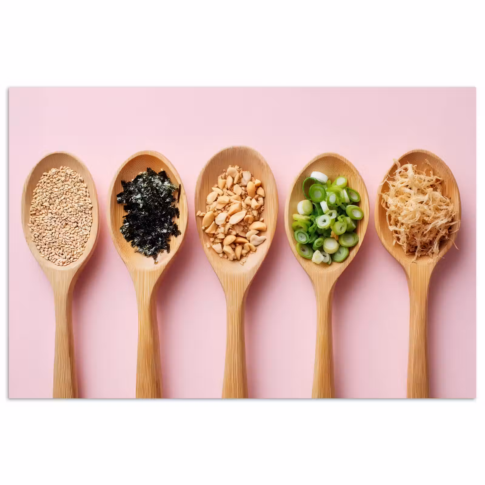 Poster - Ingrediënten - Lepels - Hout - Roze — 1