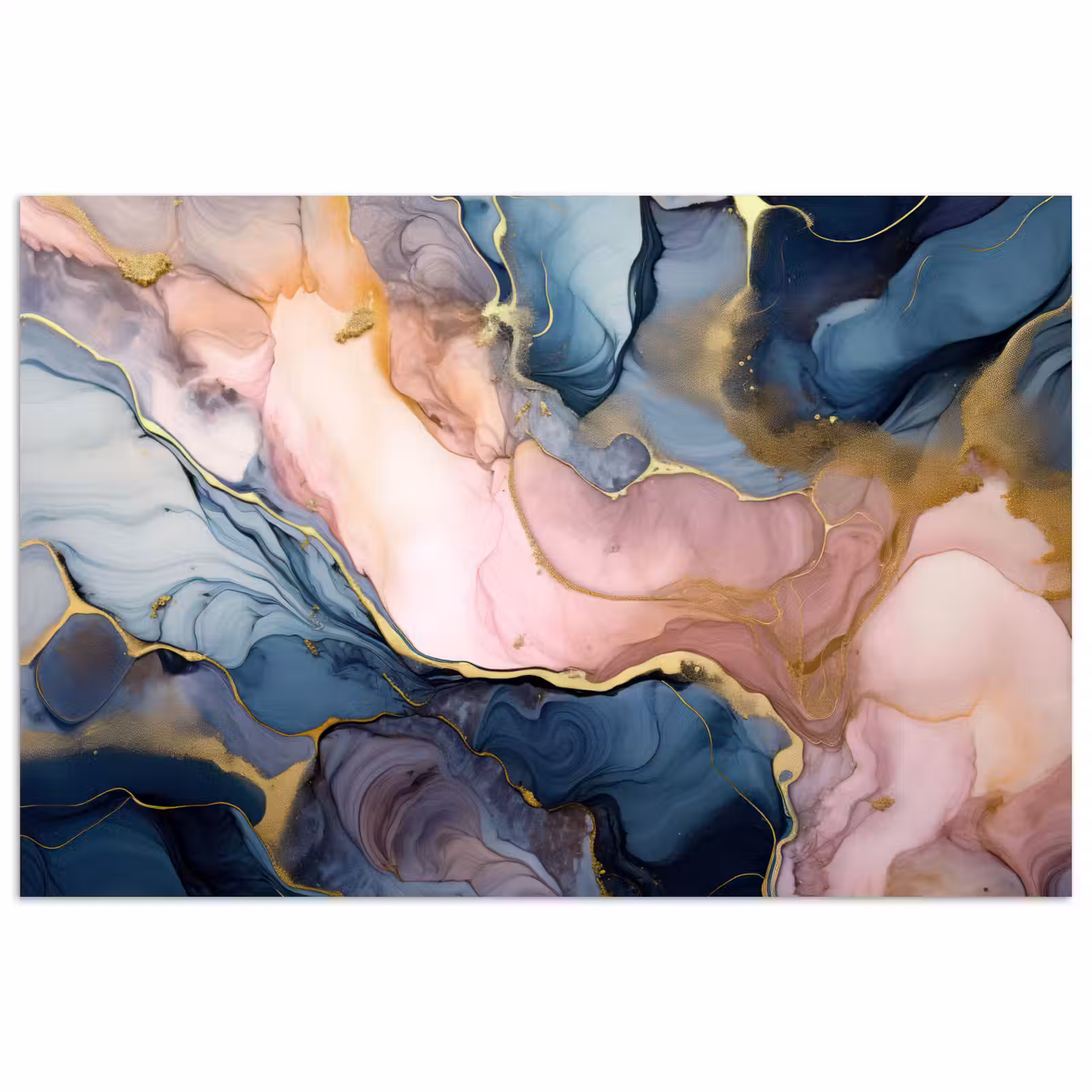 Poster - Marmer - Roze - Blauw — 1