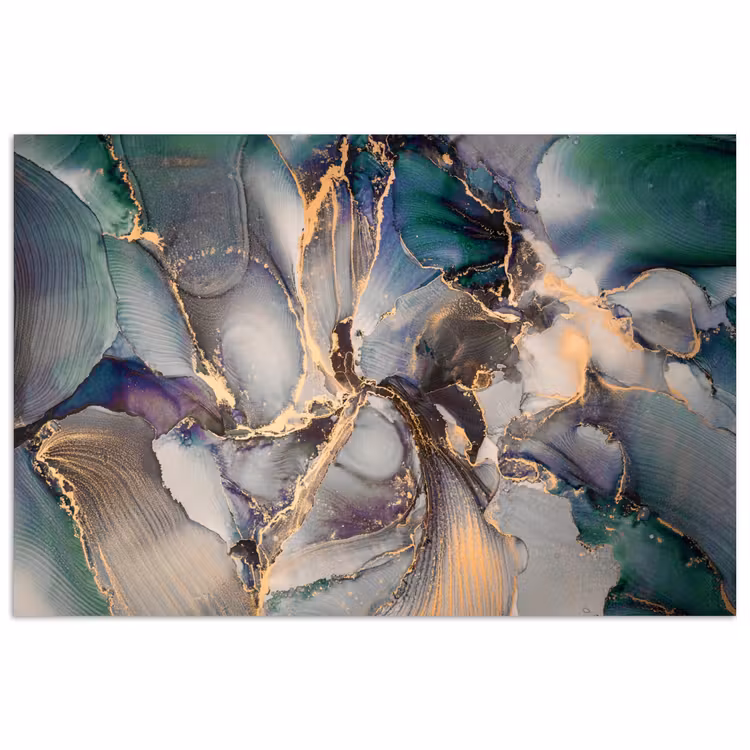 Poster - Goud - Blauw - Marmer — 1