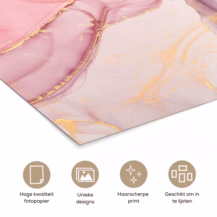 Poster - Goud - Marmer - Roze — 5