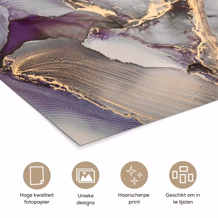 Poster - Goud - Paars - Marmer — 5