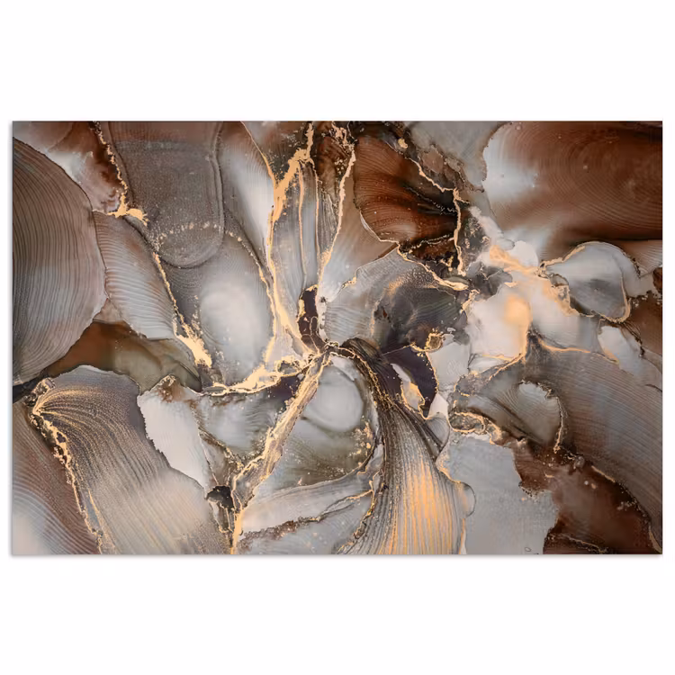 Poster - Grijs - Goud - Marmer - Marmerlook — 1