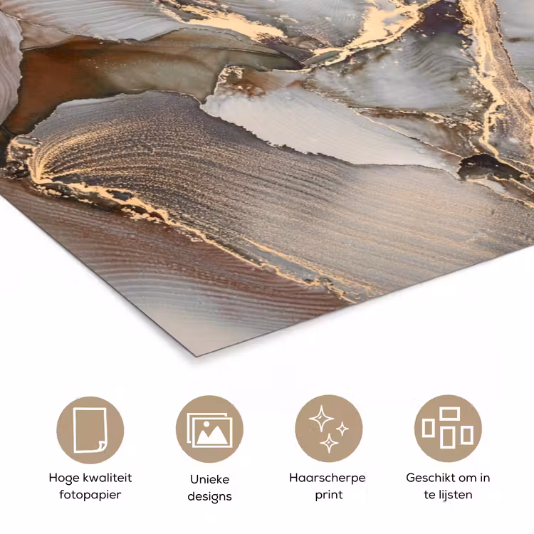 Poster - Grijs - Goud - Marmer - Marmerlook — 5
