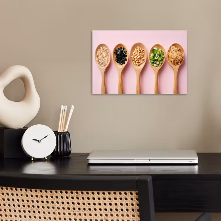Poster - Ingrediënten - Lepels - Hout - Roze — 2