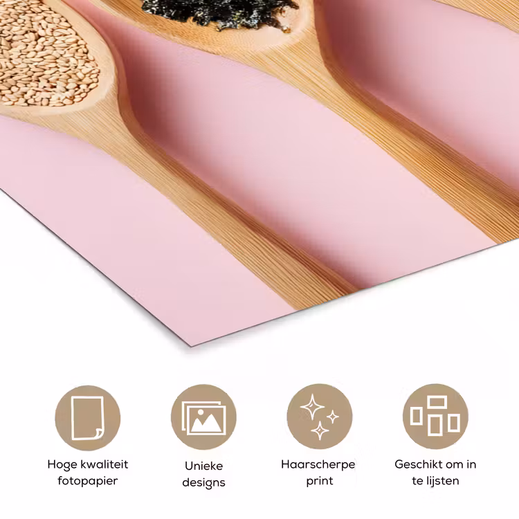 Poster - Ingrediënten - Lepels - Hout - Roze — 5