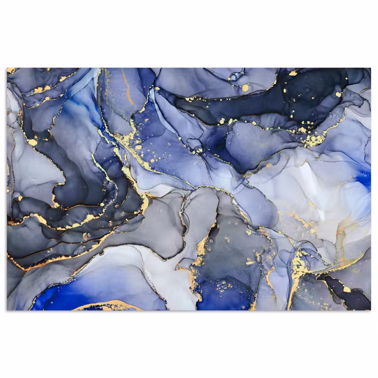 Poster - Marmer - Goud - Abstract - Blauw — 1