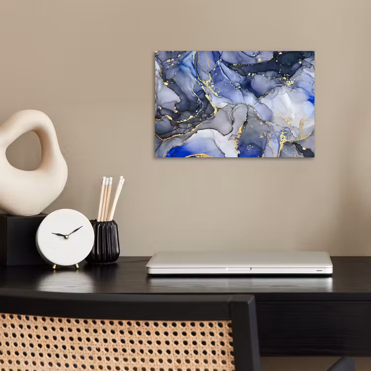 Poster - Marmer - Goud - Abstract - Blauw — 2