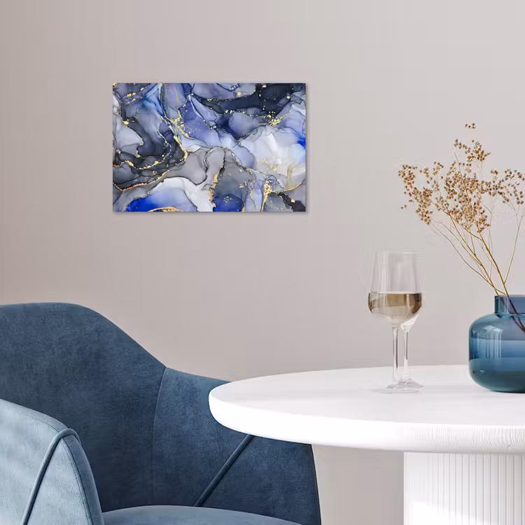 Poster - Marmer - Goud - Abstract - Blauw — 4