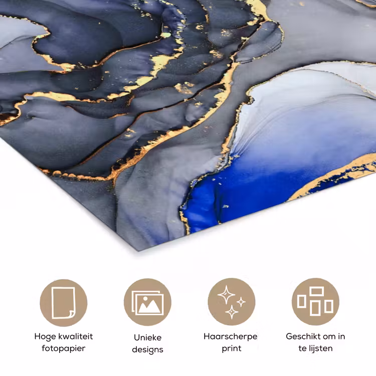 Poster - Marmer - Goud - Abstract - Blauw — 5