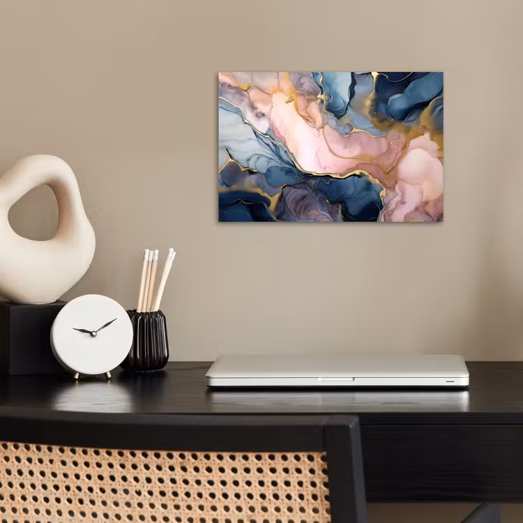 Poster - Marmer - Roze - Blauw — 2