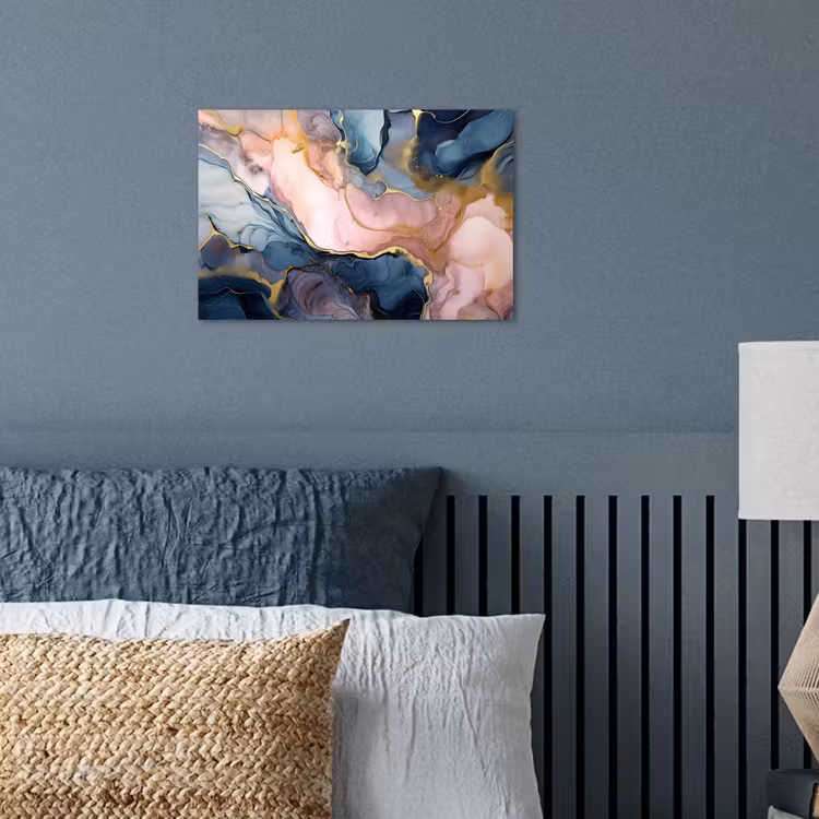 Poster - Marmer - Roze - Blauw — 3