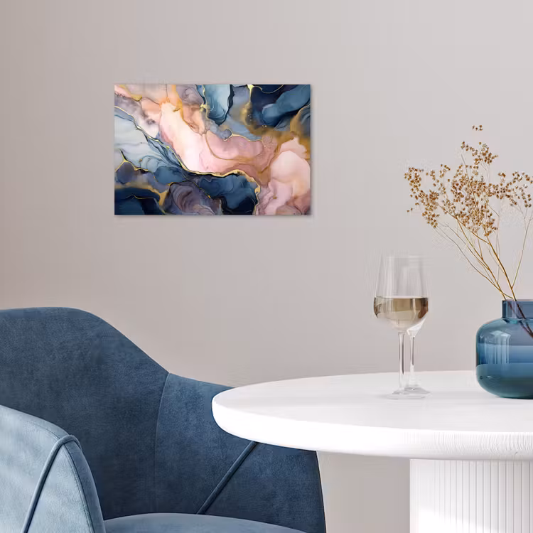 Poster - Marmer - Roze - Blauw — 4