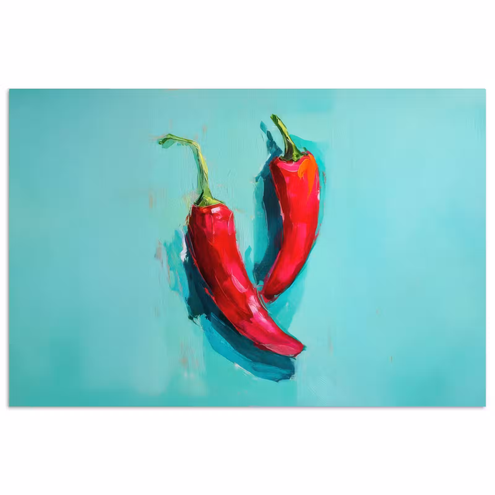 Poster - Chilipepers - Geverfd - Rood — 1
