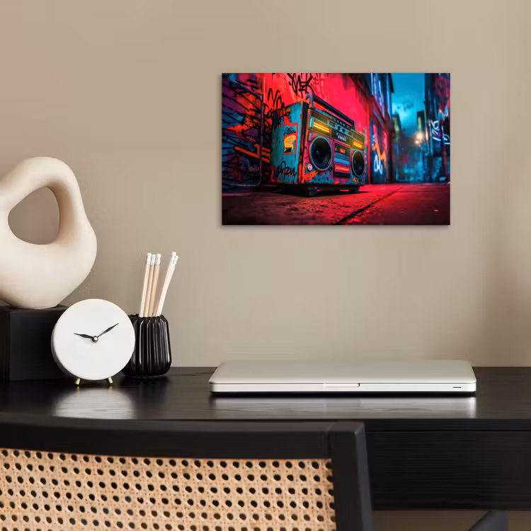 Poster - Boombox - Rood - Graffiti - Neon — 2