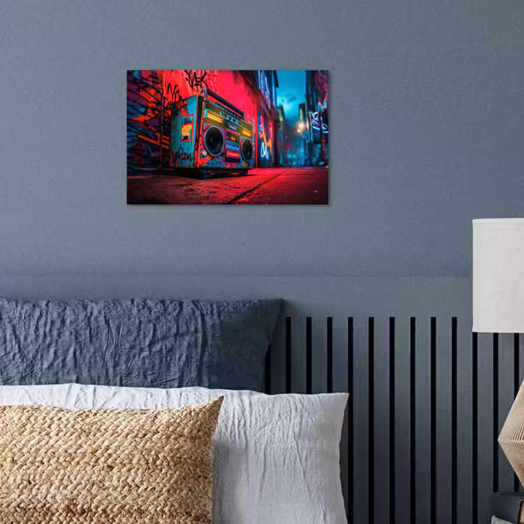 Poster - Boombox - Rood - Graffiti - Neon — 3