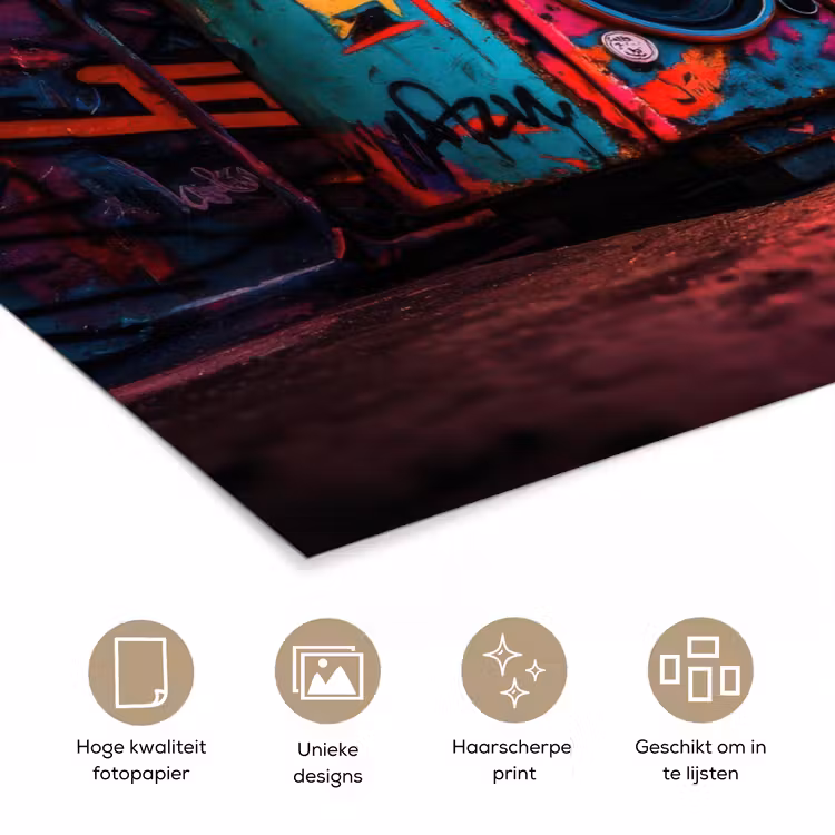 Poster - Boombox - Rood - Graffiti - Neon — 5