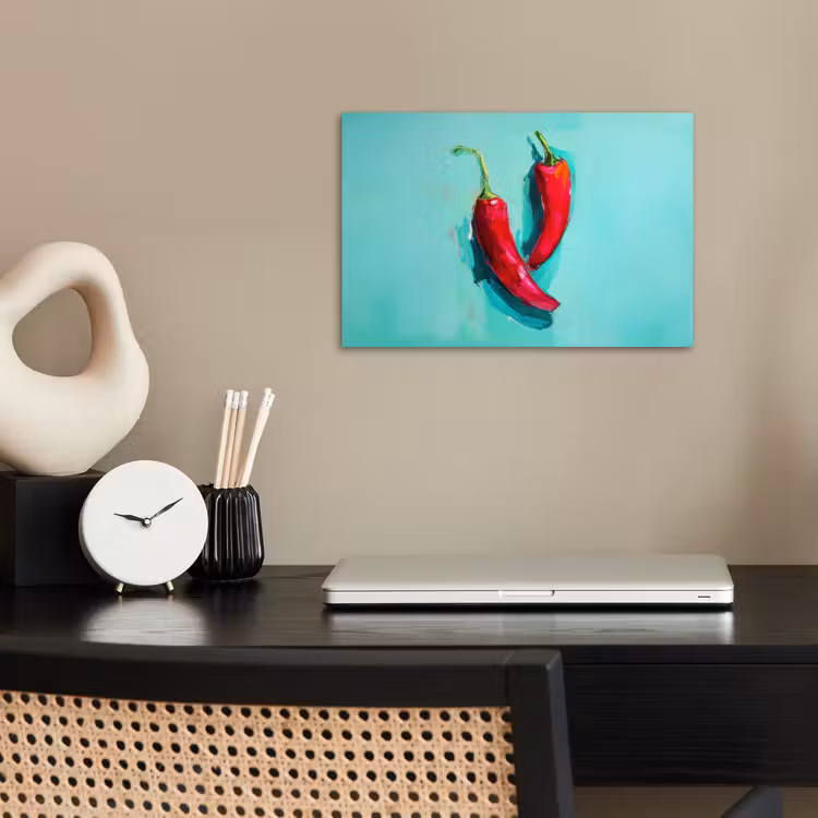 Poster - Chilipepers - Geverfd - Rood — 2