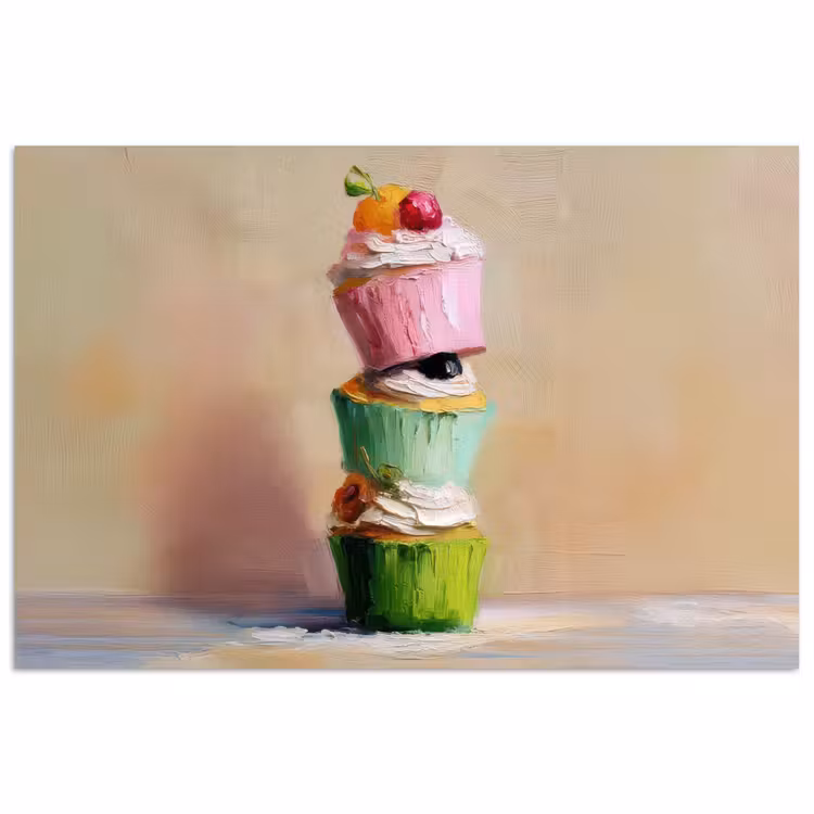 Poster - Cupcakes - Gestapeld - Kleurrijk - Fruit — 1