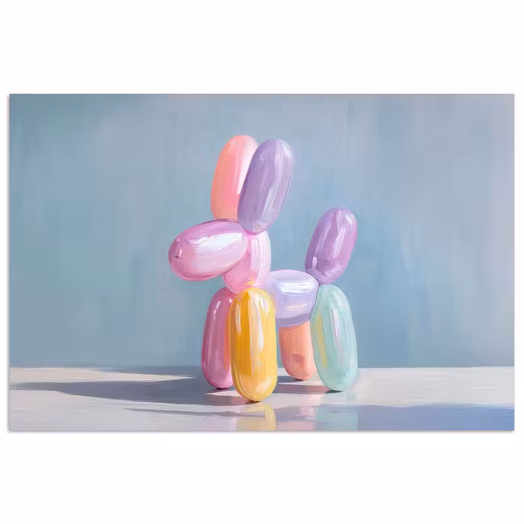 Poster - Dier - Ballon - Pasteltinten - Glanzend — 1