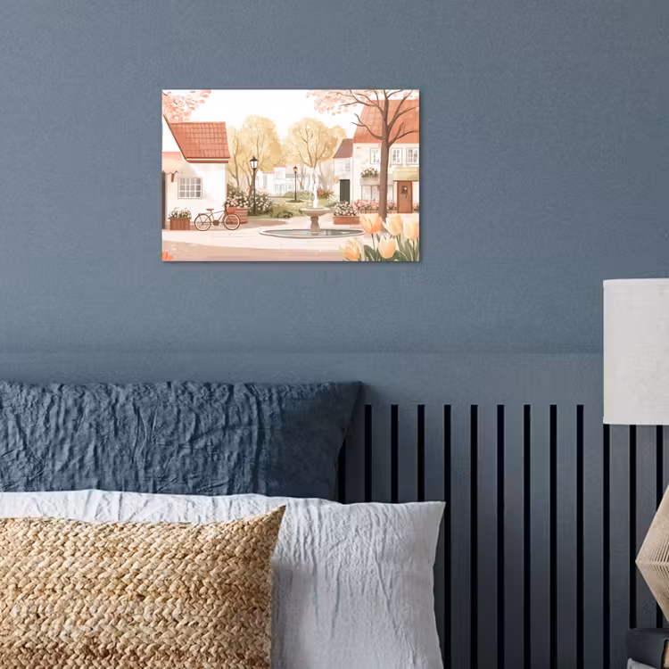 Poster - Dorpsplein - Fontein - Tulpen — 3