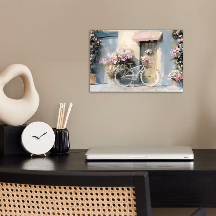Poster - Fiets - Pastelkleuren - Bloemen — 2