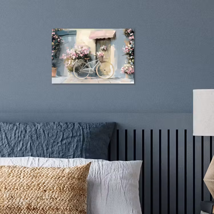 Poster - Fiets - Pastelkleuren - Bloemen — 3