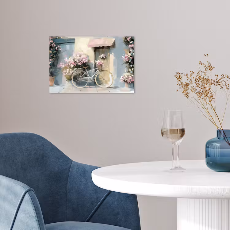 Poster - Fiets - Pastelkleuren - Bloemen — 4