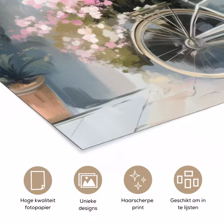 Poster - Fiets - Pastelkleuren - Bloemen — 5