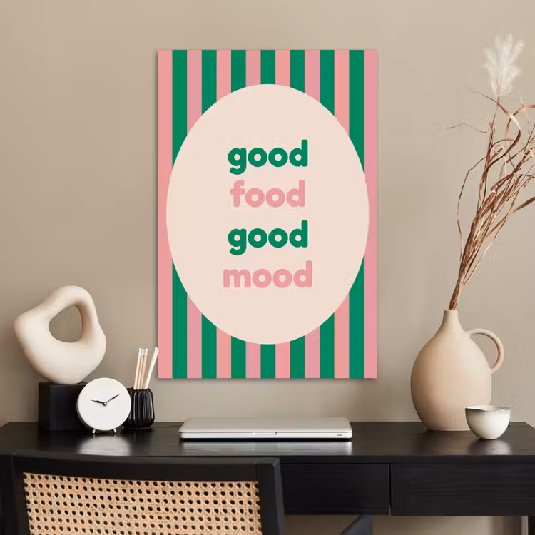 Poster - Gestreept - Quote - Ovaal - Roze — 2