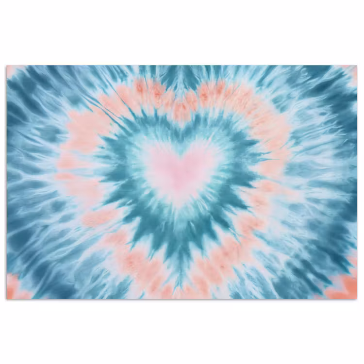 Poster - Hartvormig - Tie dye - Pasteltinten - Lichtgroen — 1