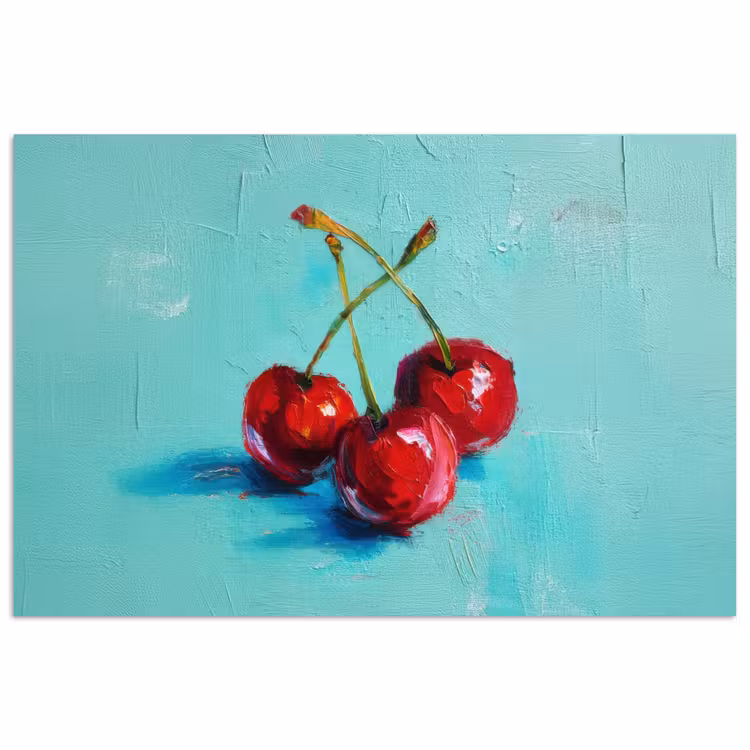 Poster - Kersen - Rood - Drie - Geverfd — 1
