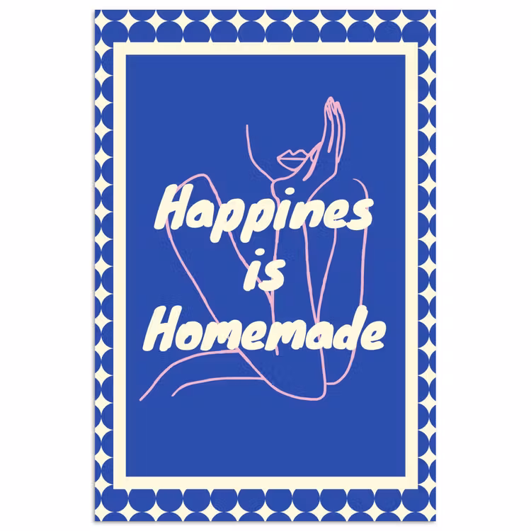 Poster - Lijntekening - Vrouw - Quote - Blauw — 1