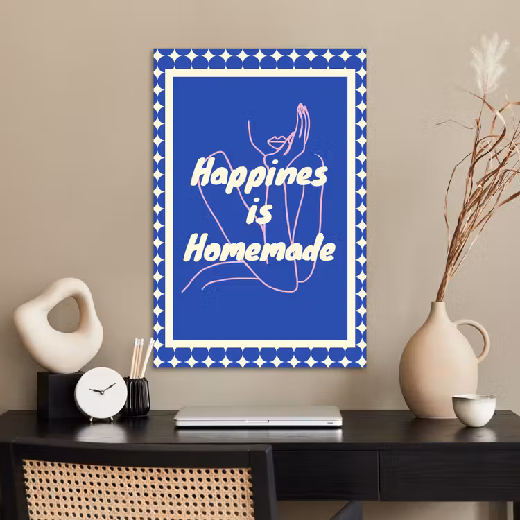 Poster - Lijntekening - Vrouw - Quote - Blauw — 2