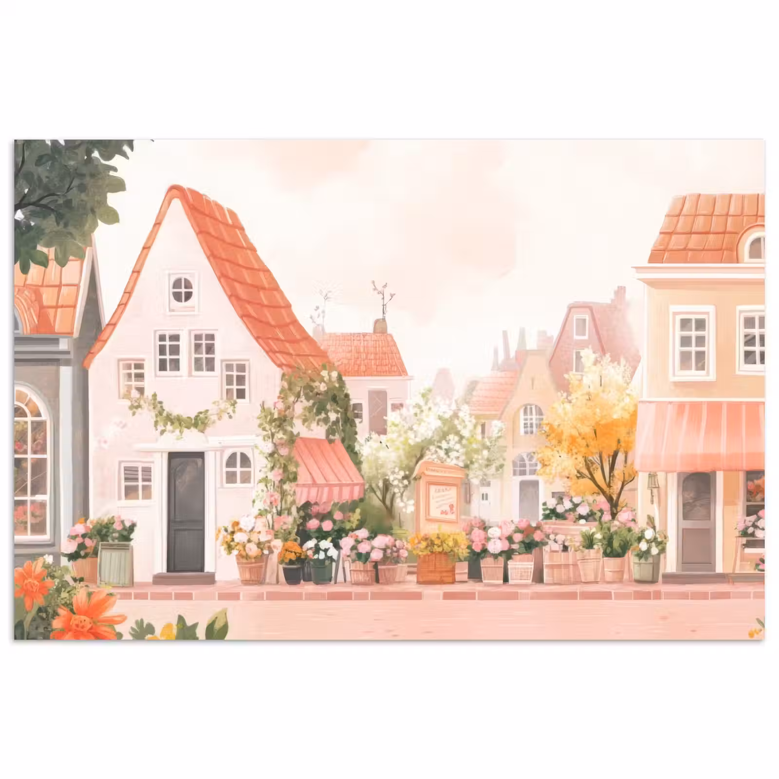 Poster - Bloemen - Huizen - Dorp — 1