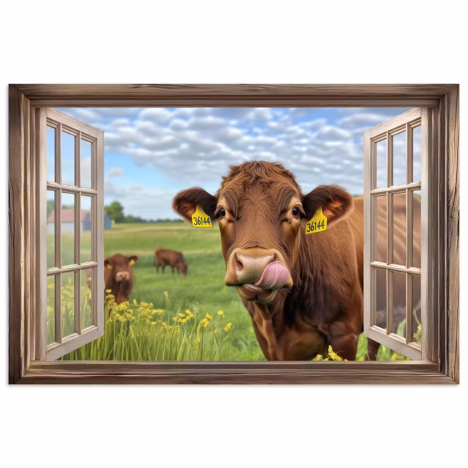 Poster - Doorkijk - Koe - Weiland - Landschap - Dieren — 1