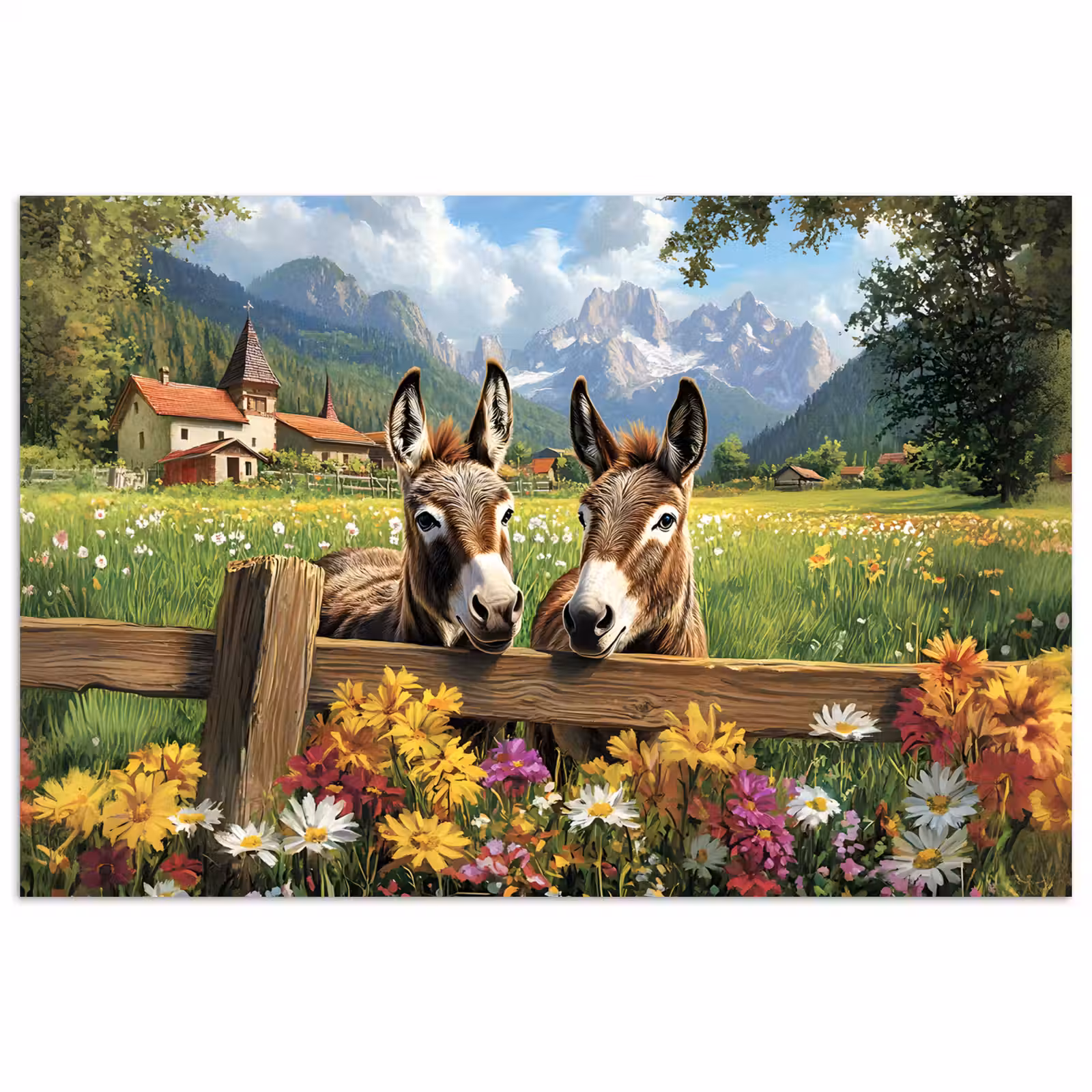 Poster - Ezels - Bloemen - Zomers — 1