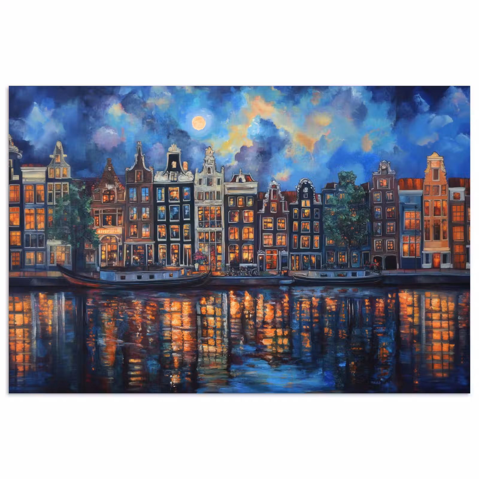 Poster - Grachten Amsterdam - Huizen - Stad - Kleurrijk — 1