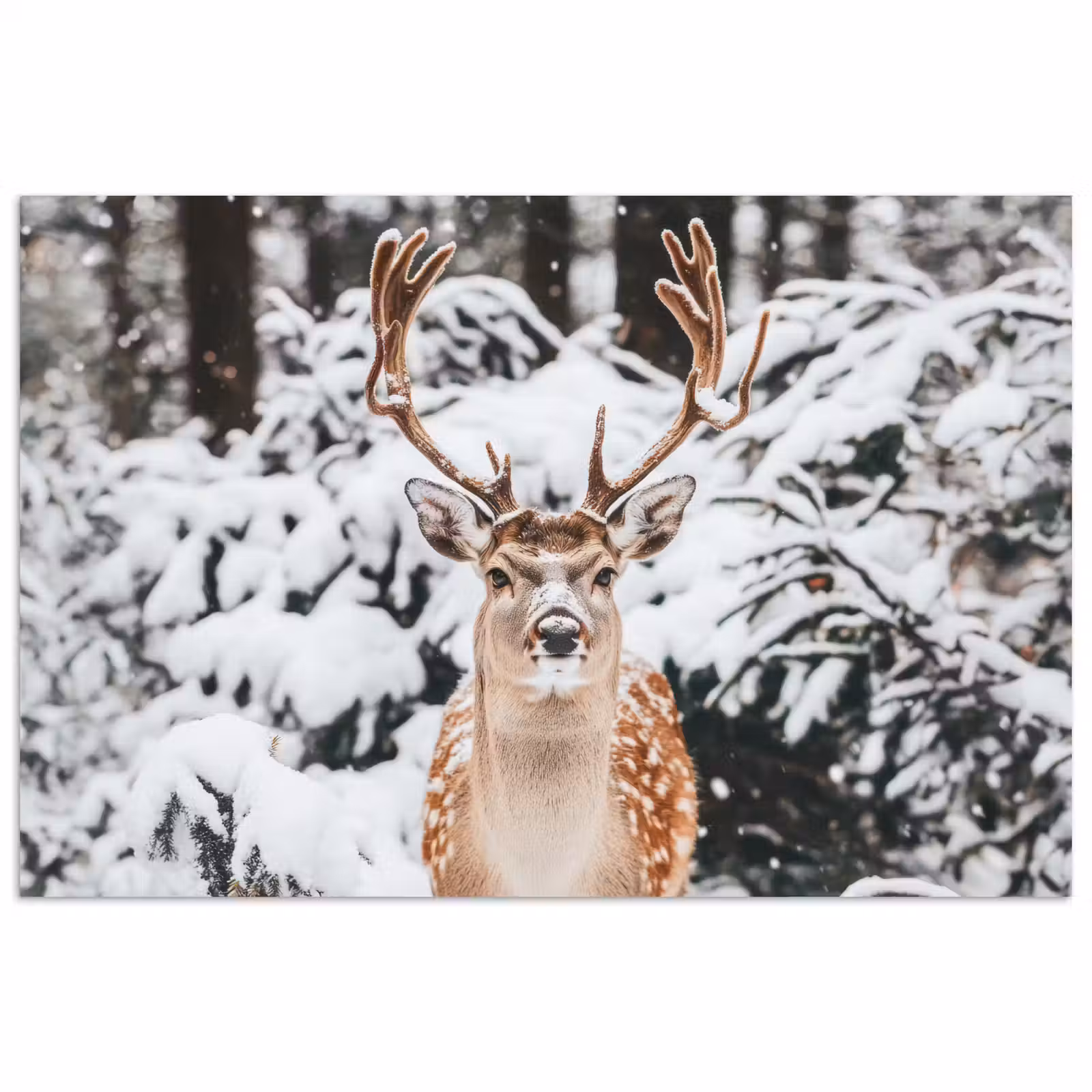 Poster - Hert - Sneeuw - Winter - Bos - Dieren — 1