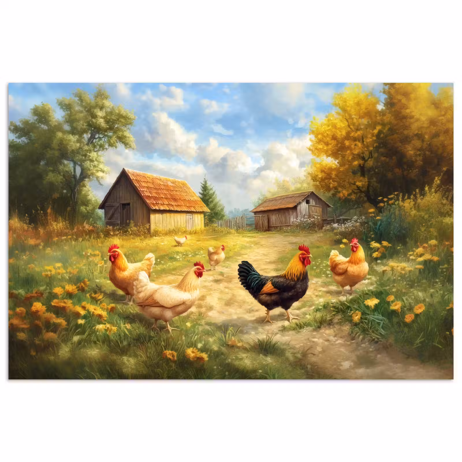 Poster - Kippen - Landelijke rust - Natuur — 1