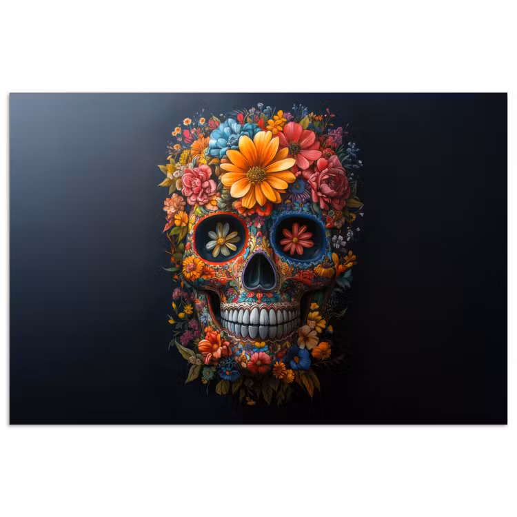 Poster - Bloemen - Kleurrijk - Schedel — 1