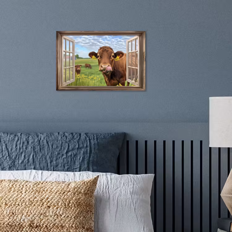 Poster - Doorkijk - Koe - Weiland - Landschap - Dieren — 3