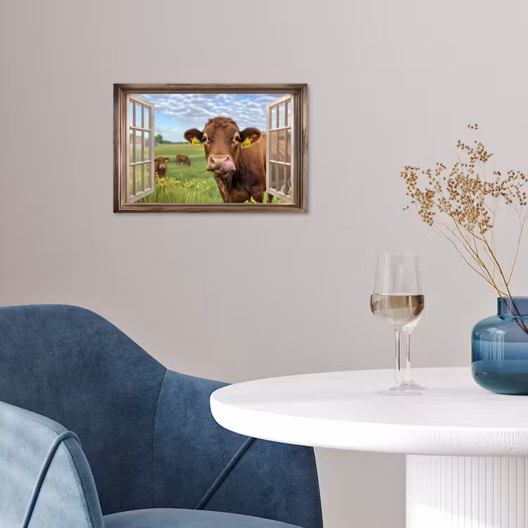 Poster - Doorkijk - Koe - Weiland - Landschap - Dieren — 4