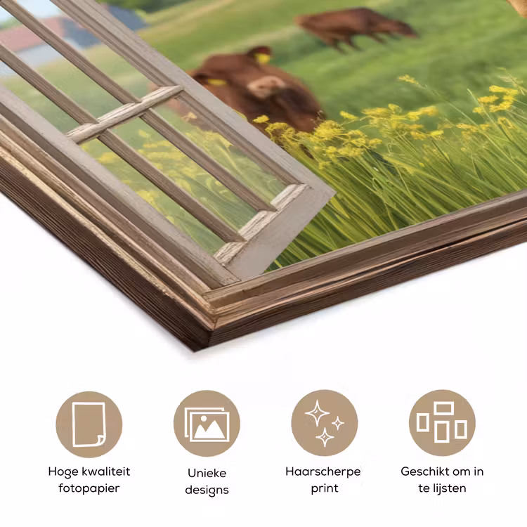 Poster - Doorkijk - Koe - Weiland - Landschap - Dieren — 5