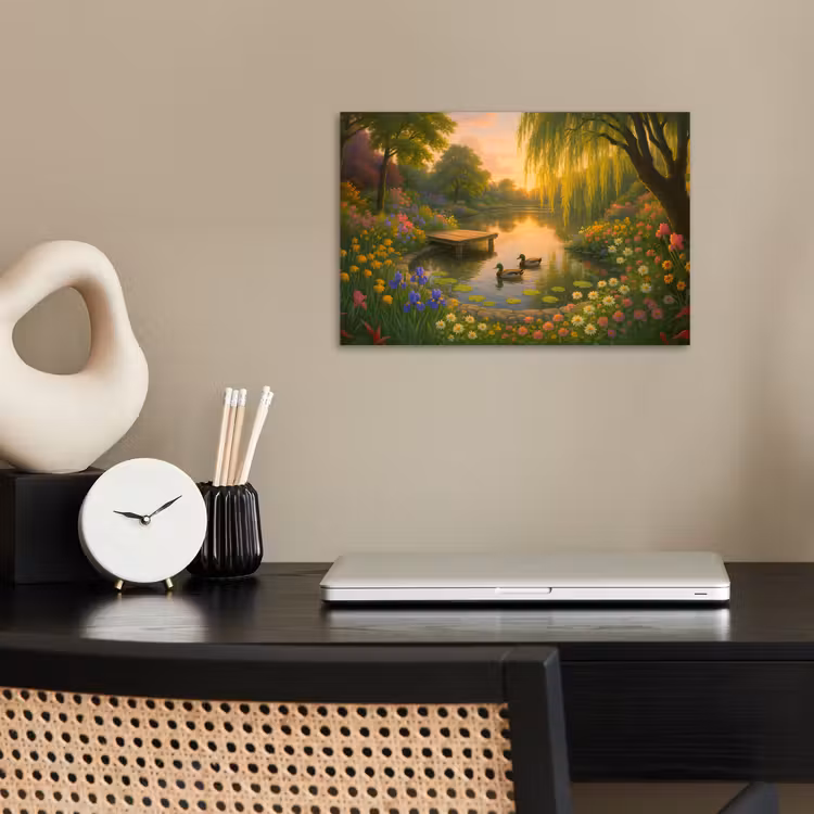 Poster - Eenden - Vijver - Bloemen — 2