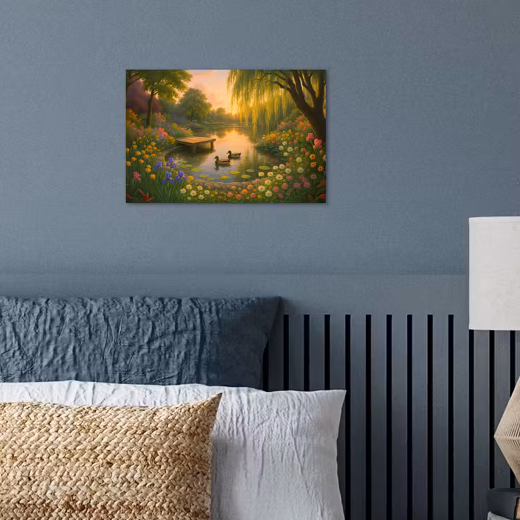 Poster - Eenden - Vijver - Bloemen — 3