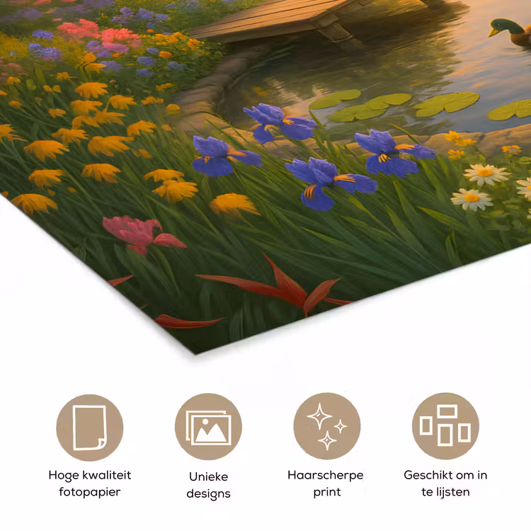 Poster - Eenden - Vijver - Bloemen — 5