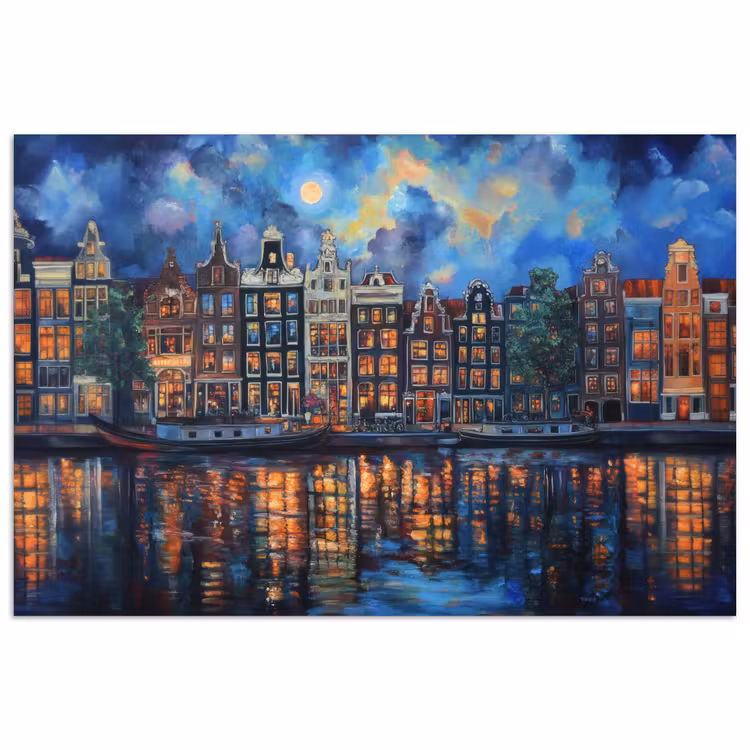 Poster - Grachten Amsterdam - Huizen - Stad - Kleurrijk — 1