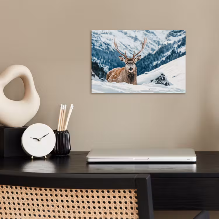 Poster - Hert - Landschap - Winter - Natuur - Dieren - Bergen — 2