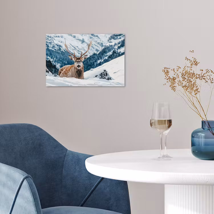 Poster - Hert - Landschap - Winter - Natuur - Dieren - Bergen — 4