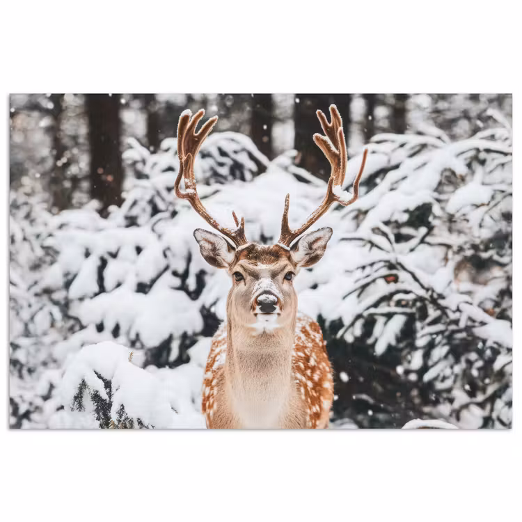 Poster - Hert - Sneeuw - Winter - Bos - Dieren — 1
